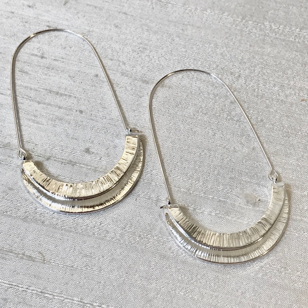 Anthro Myra Silver Hoop Earrings - Picture 2 of 9